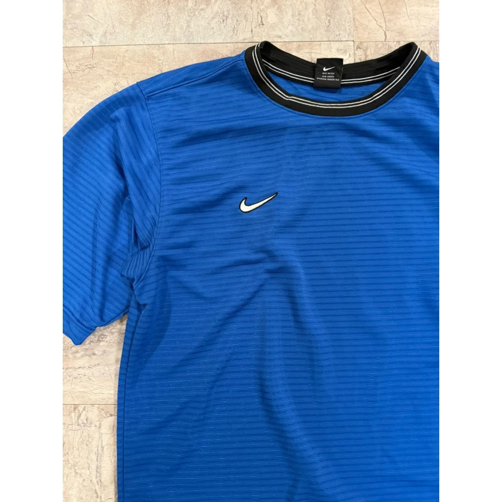 VTG 90s Nike TEAM Streetwear T-Shirt Rare Retro Blue Crew Neck Logo Swoosh Sz L